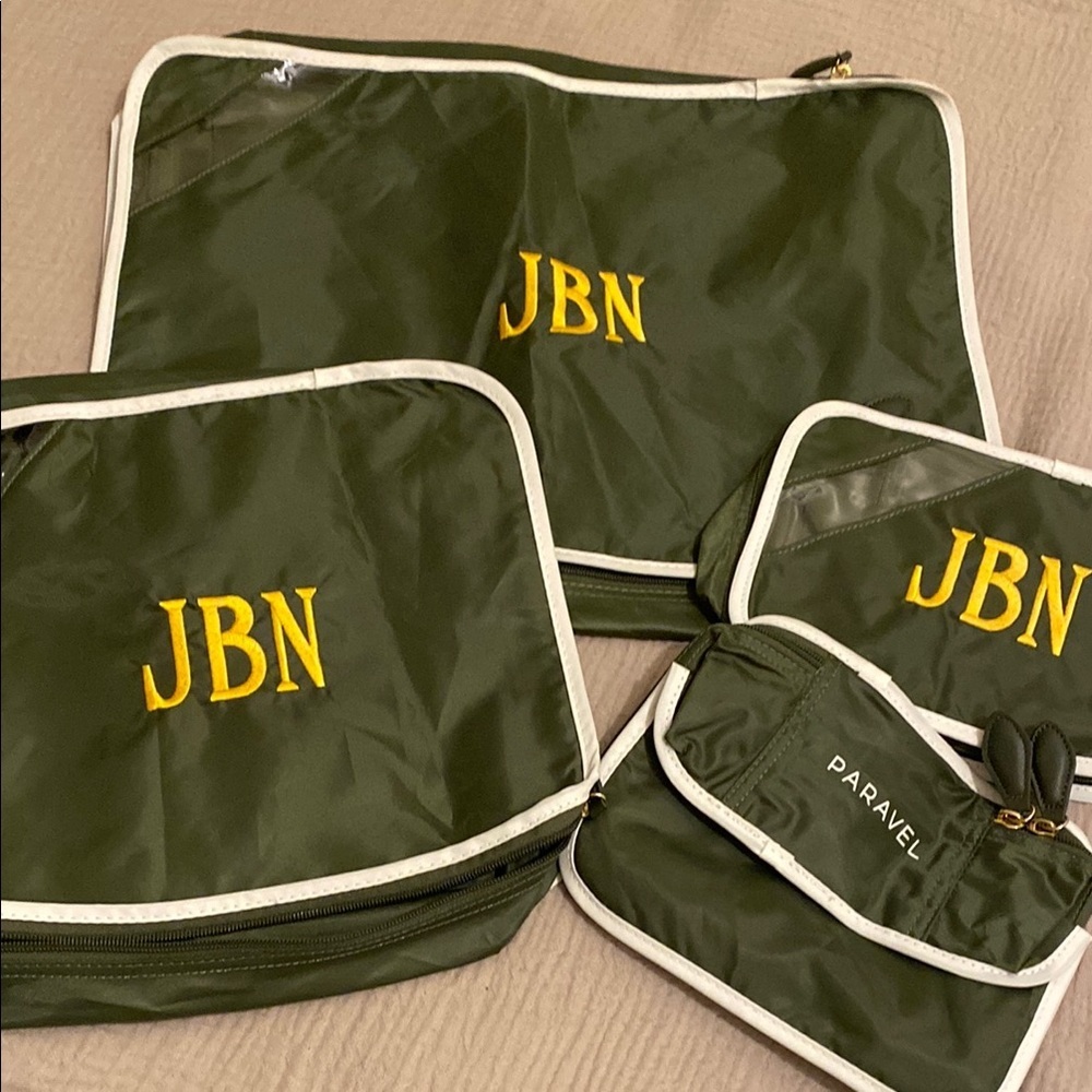 Paravel Green Travel Bag Set 4 Pieces. Monogram Jbn . New No Tags — image 3 of 5